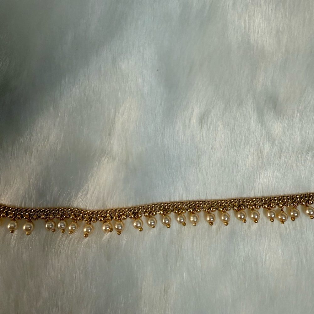 Anklet - Gold Chain with Pearl Accents